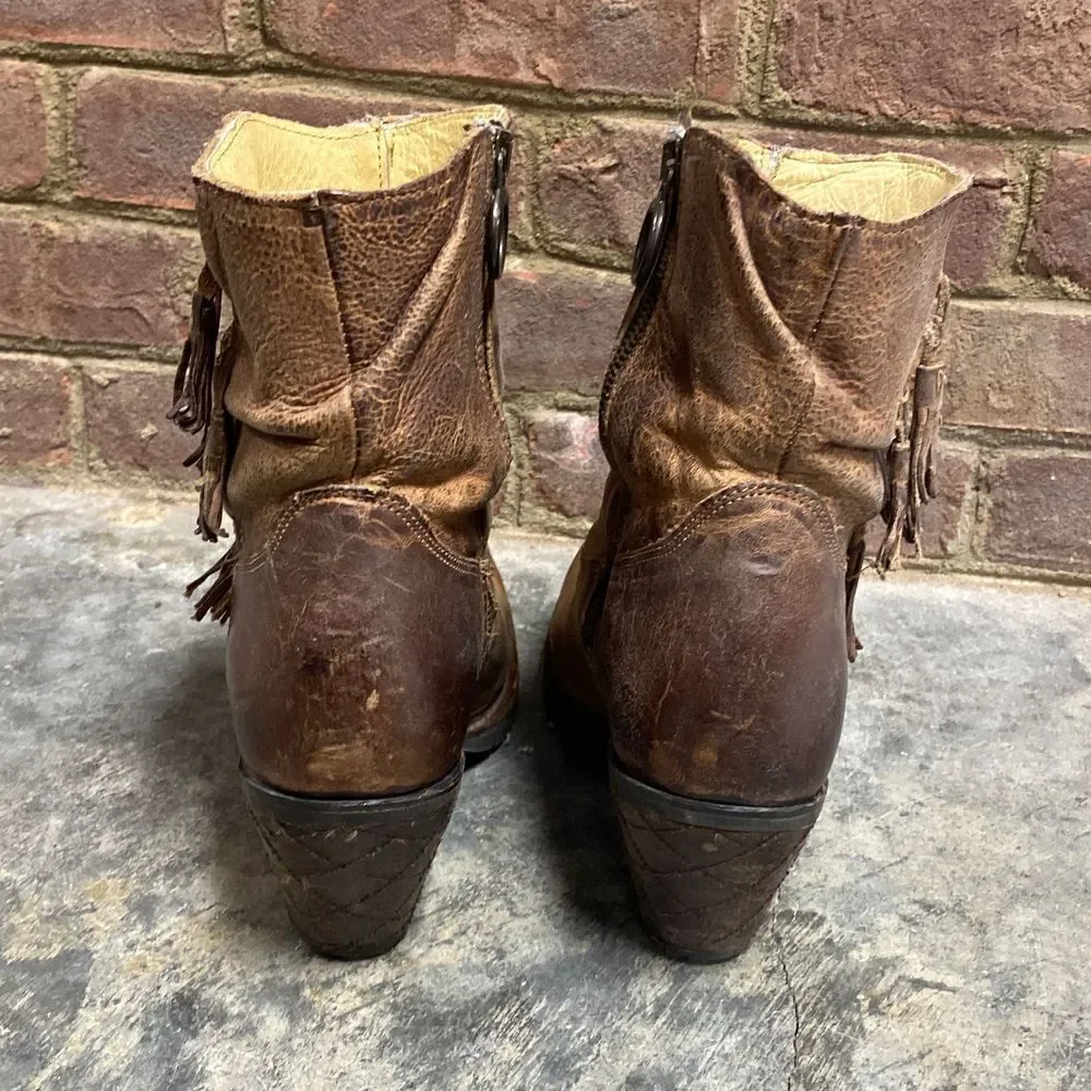 Justin Brown Leather Rustic Cowboy Boots Size 9